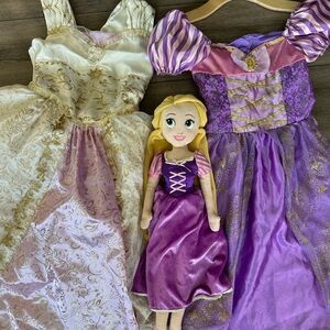Two Rapunzel kids dresses Disney and Rapunzel plush